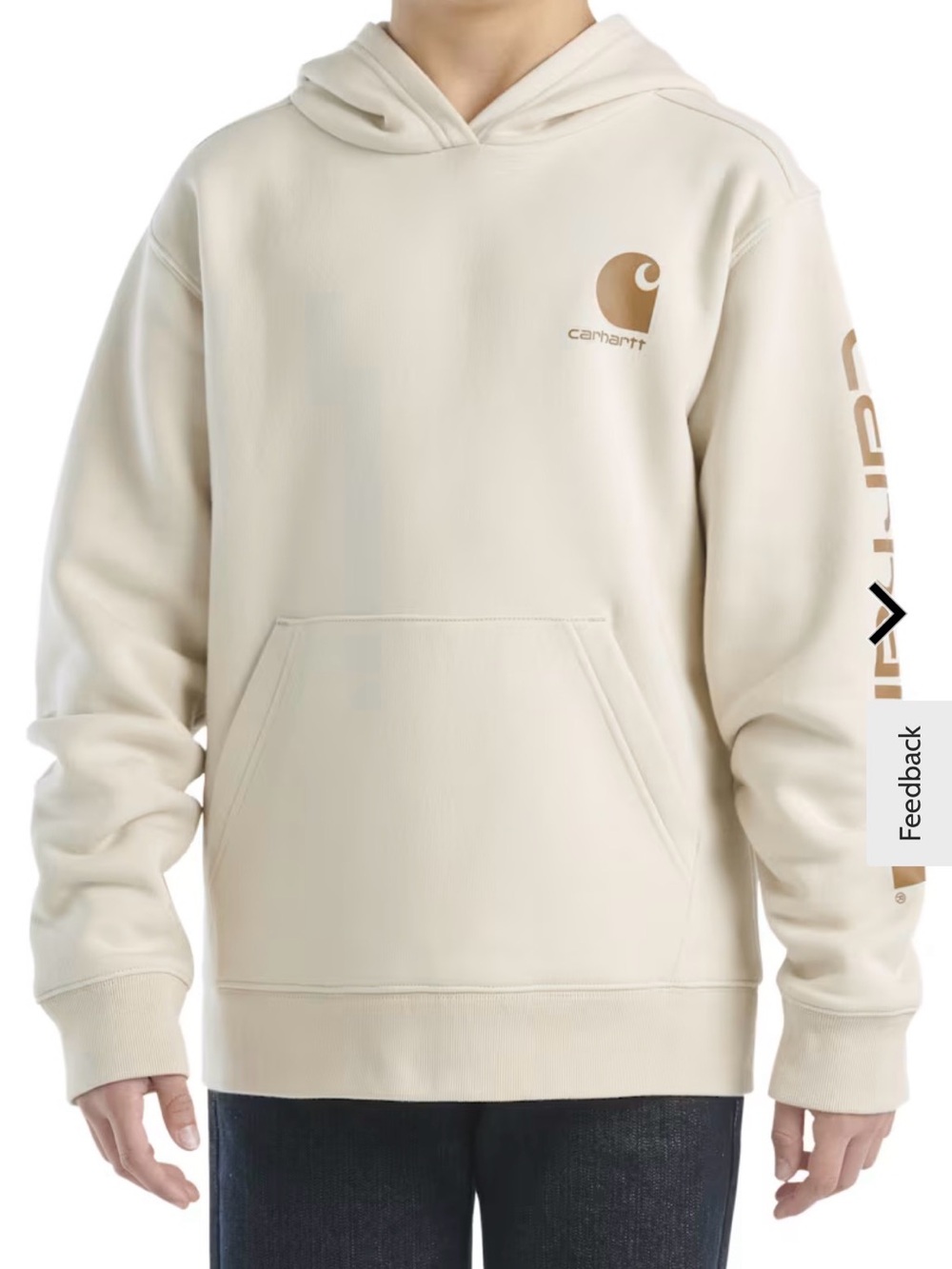 Carhartt Boys Size y Cream Logo Hooded Sweatshirt